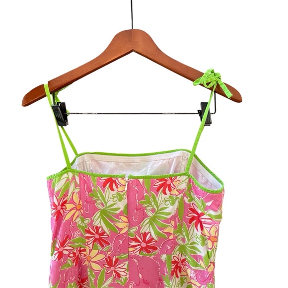 Lilly Pulitzer Pink & Kelly Green Tropical Elephant Sundress Sz- 10 - Picture 7 of 15
